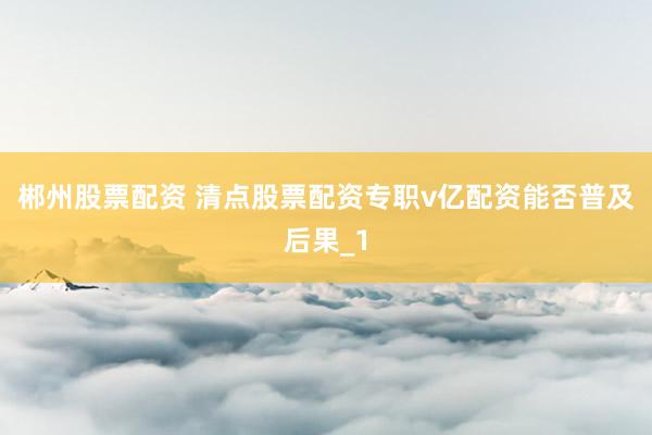 郴州股票配资 清点股票配资专职v亿配资能否普及后果_1