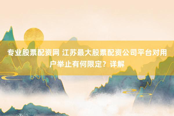 专业股票配资网 江苏最大股票配资公司平台对用户举止有何限定？详解