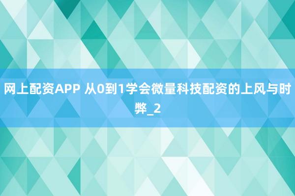 网上配资APP 从0到1学会微量科技配资的上风与时弊_2